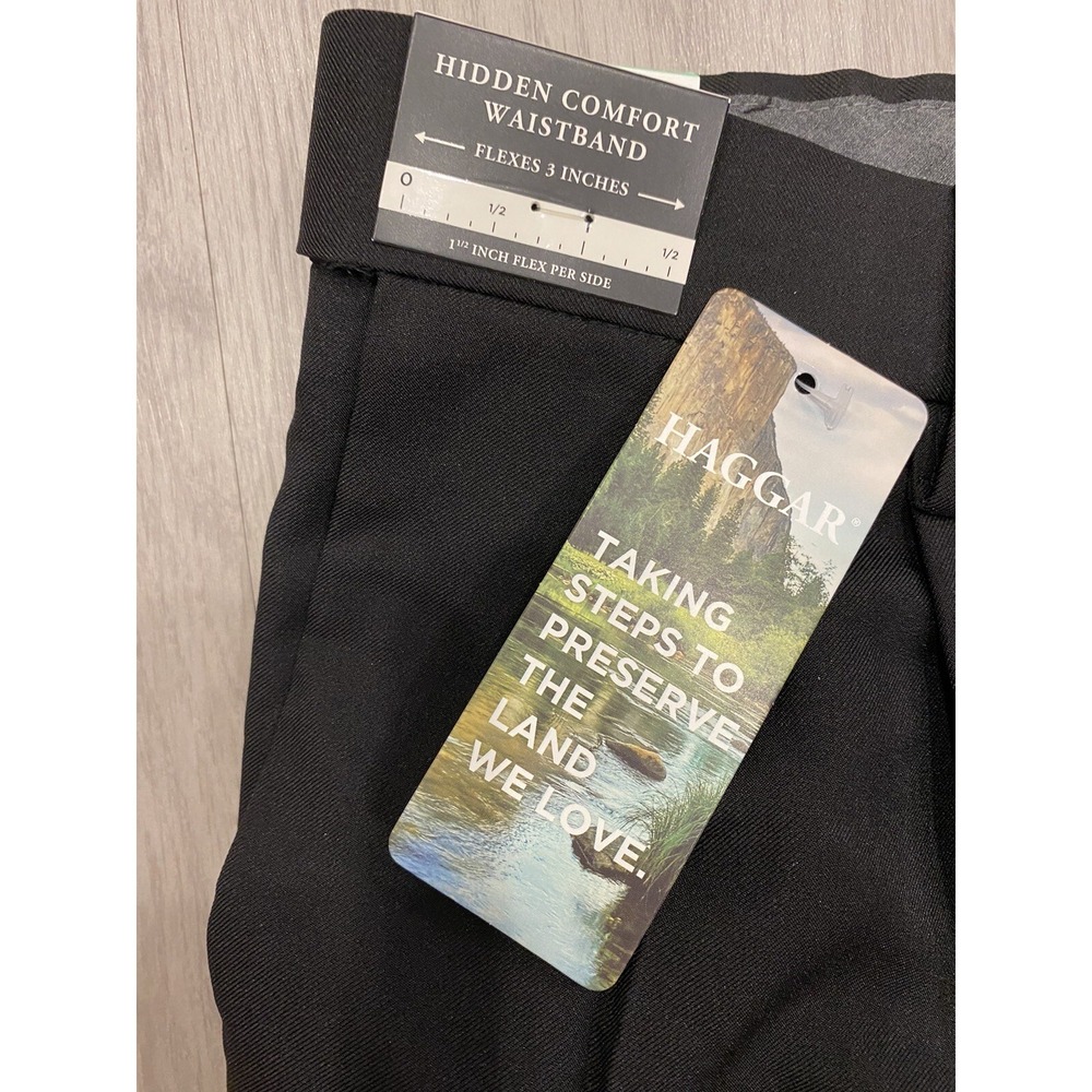Haggar Clothing Men's Dress Pants Black Classic Fit Pleated Front Sz 34X32 $90‎ - Picture 4 of 7